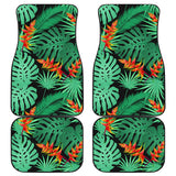 Heliconia Flower Palm Monstera Leaves Black Background Front And Back Car Mats