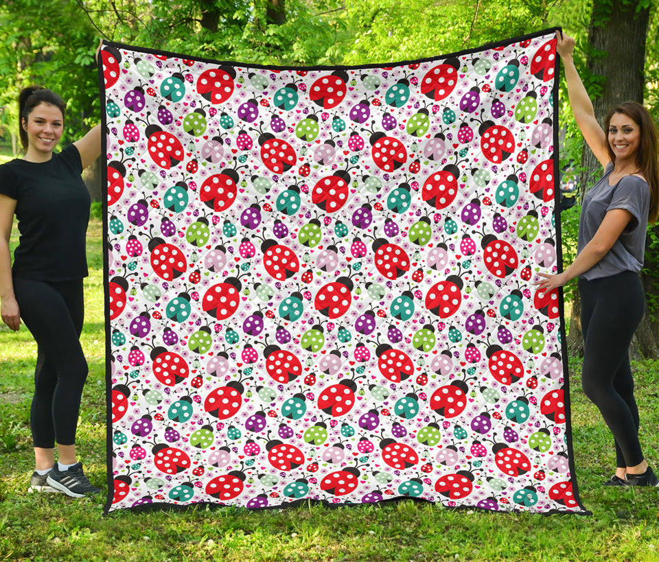 Ladybug Pattern Print Design 03 Premium Quilt