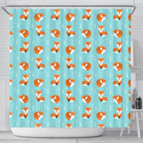 Fox Pattern Blue B Ackground Shower Curtain Fulfilled In US