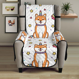 shiba inu unicorn costume horn colorful tail pattern Chair Cover Protector