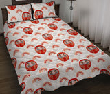 Daruma japanese wooden doll design pattern Quilt Bed Set