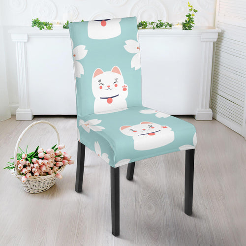 Maneki Neko Lucky Cat Sakura Dining Chair Slipcover