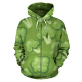Broccoli Pattern Green Background Zip Up Hoodie