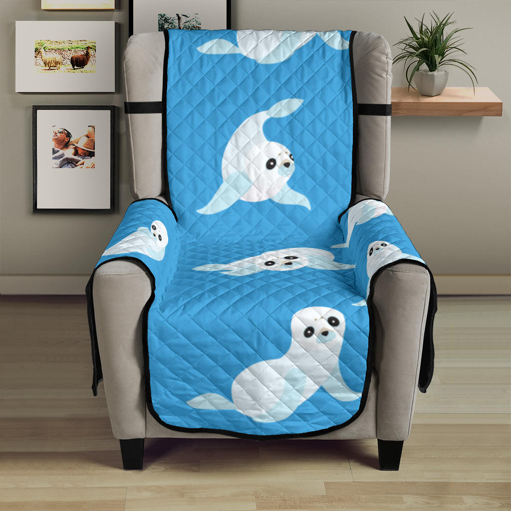 Cute sea lion seal pattern background Chair Cover Protector