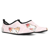 Cute Shiba Inu Dog Apple Pattern Aqua Shoes