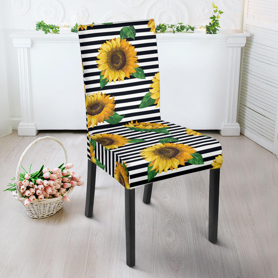 Sunflowers Ribbon Background Dining Chair Slipcover