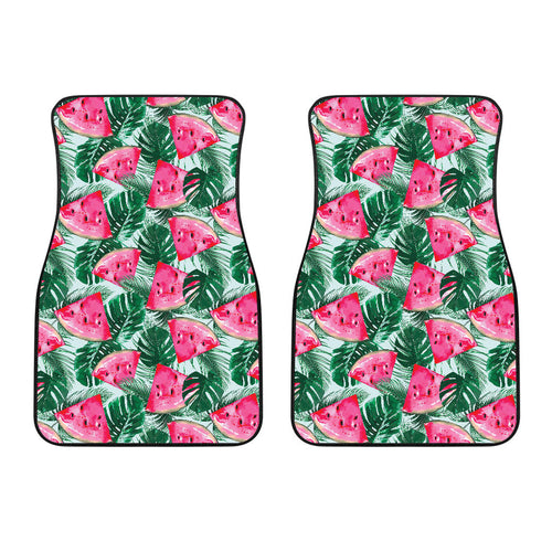 Watermelons Tropical Palm Leaves Pattern Front Car Mats