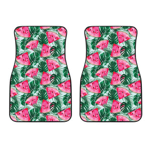 Watermelons Tropical Palm Leaves Pattern Front Car Mats