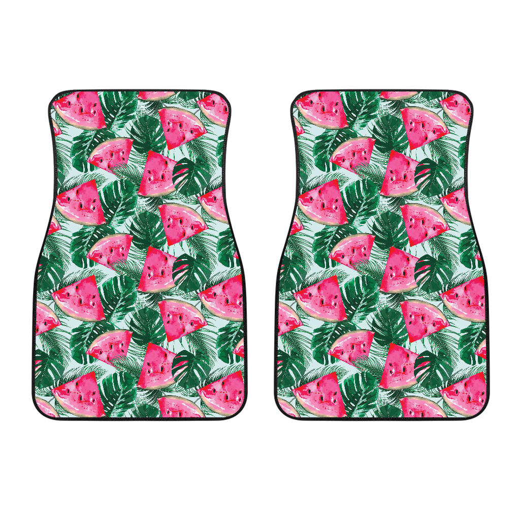 Watermelons Tropical Palm Leaves Pattern Front Car Mats