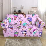 Cute Ice Cream Cone Animal Pattern Loveseat Couch Slipcover