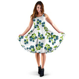 Blueberry White Background Sleeveless Midi Dress