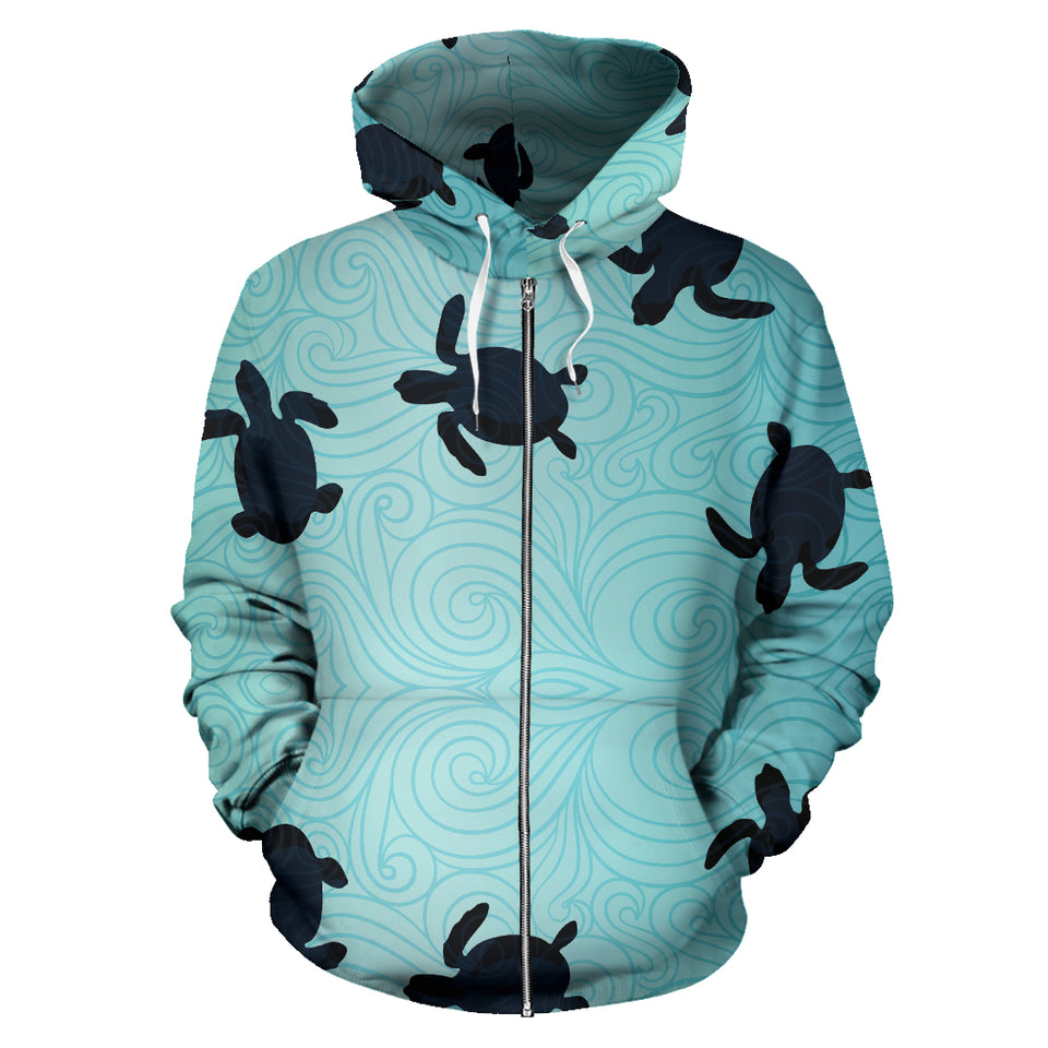 Sea Turtle With Blue Ocean Backgroud Zip Up Hoodie