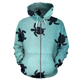 Sea Turtle With Blue Ocean Backgroud Zip Up Hoodie