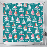 Cute Sailboat Pattern Shower Curtain Fulfilled In US