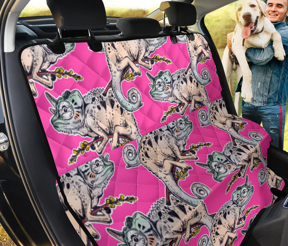 Chameleon Lizard Pattern Pink Background Dog Car Seat Covers