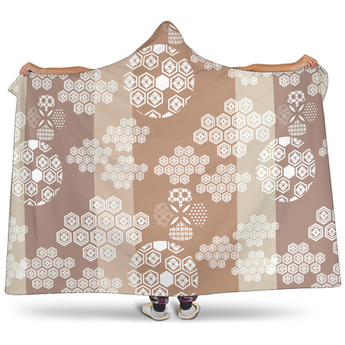 Beautiful Hexagon Japanese  Pattern Hooded Blanket