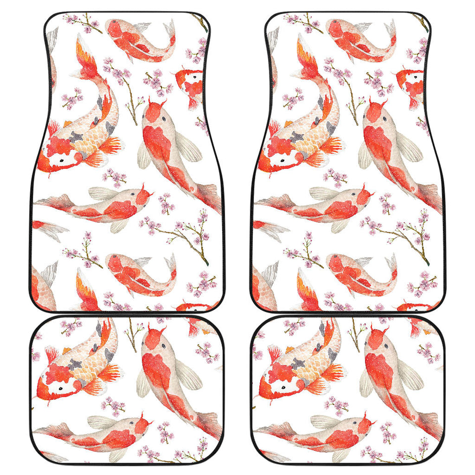 Watercolor Koi Fish Carp Fish Pattern Front And Back Car Mats