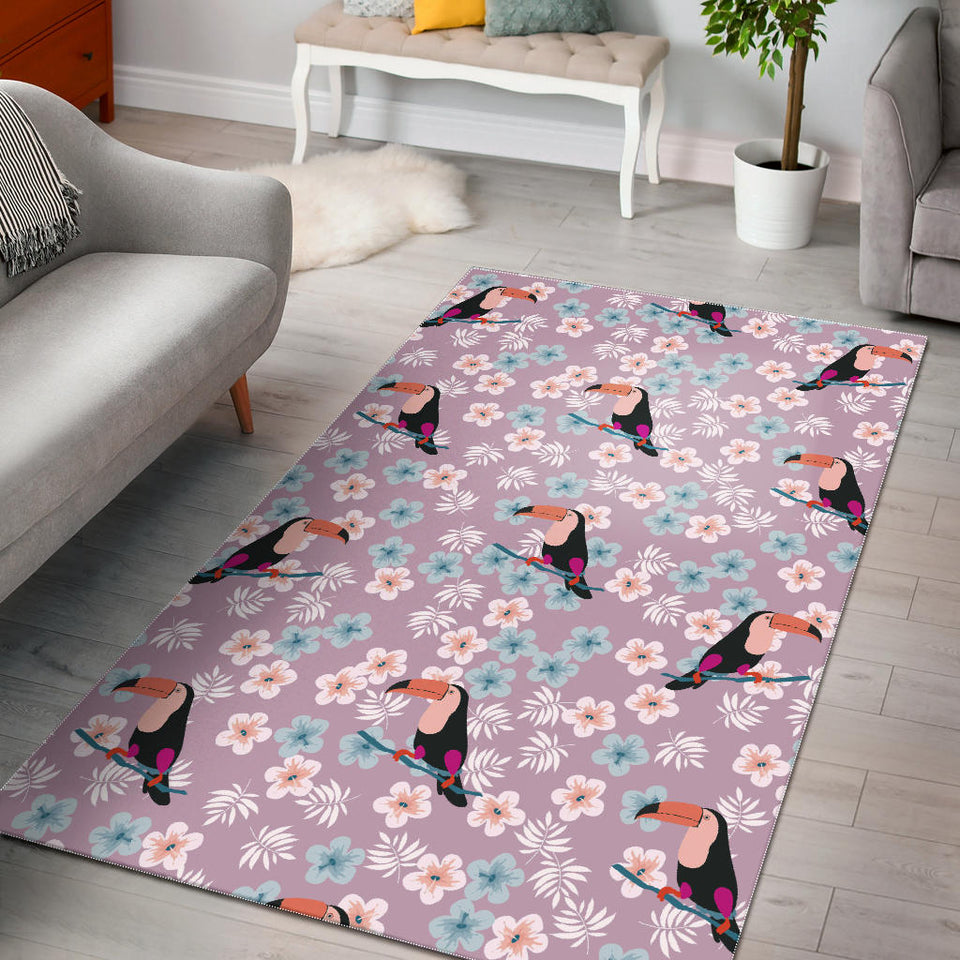 Beautiful Toucan Flower Leaves Area Rug