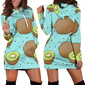 Kiwi Blue Background Women'S Hoodie Dress