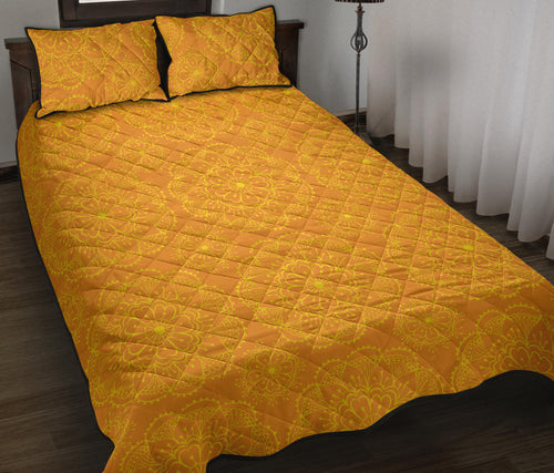 Orange traditional indian element pattern Quilt Bed Set