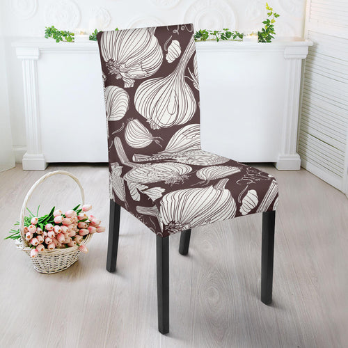 Garlic Bulb Dark Background Dining Chair Slipcover