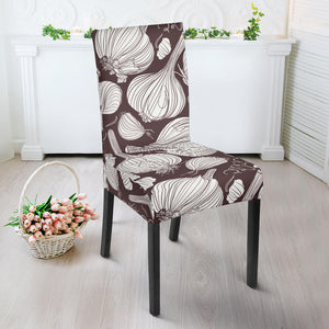 Garlic Bulb Dark Background Dining Chair Slipcover