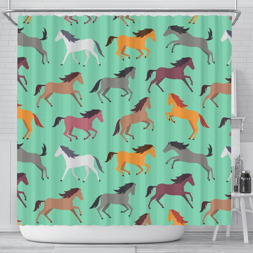 Colorful Horses Pattern Shower Curtain Fulfilled In US