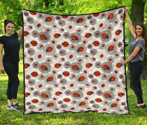 Ladybug Pattern Print Design 05 Premium Quilt