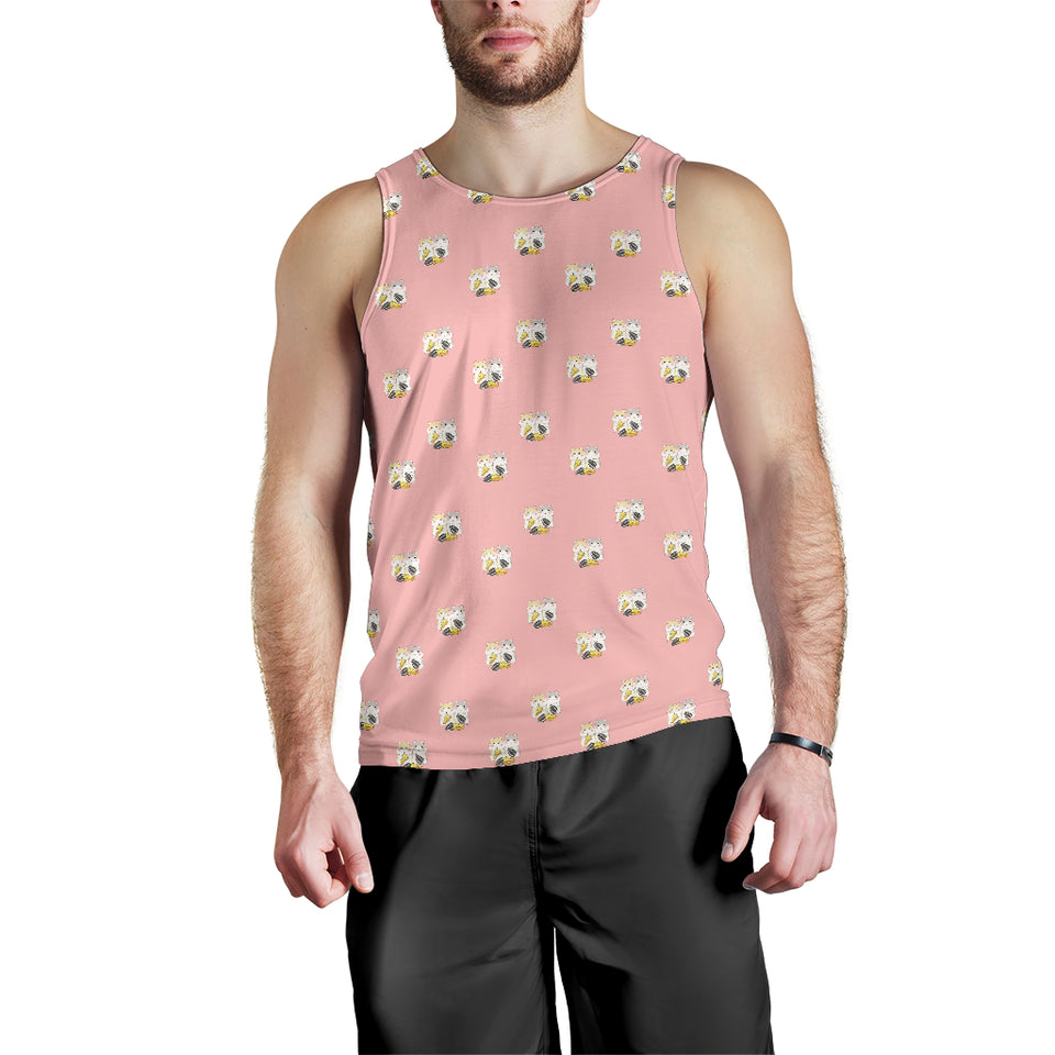 Cute hamster cheese pattern pink background Men Tank Top