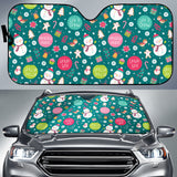 Snowman Bird Decorative Elements Christmas Pattern Car Sun Shade