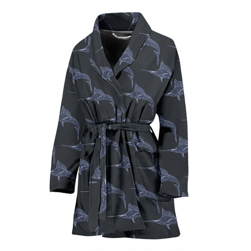 Swordfish Pattern Print Design 03 Women's Bathrobe