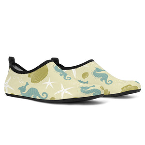 Seahorse Shell Starfish Pattern Background Aqua Shoes