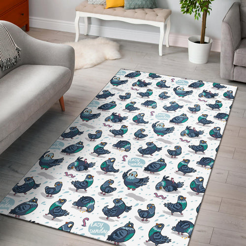 Pigeon Pattern Print Design 02 Area Rug