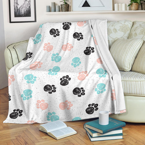 Dog Paws Pattern Print Design 04 Premium Blanket