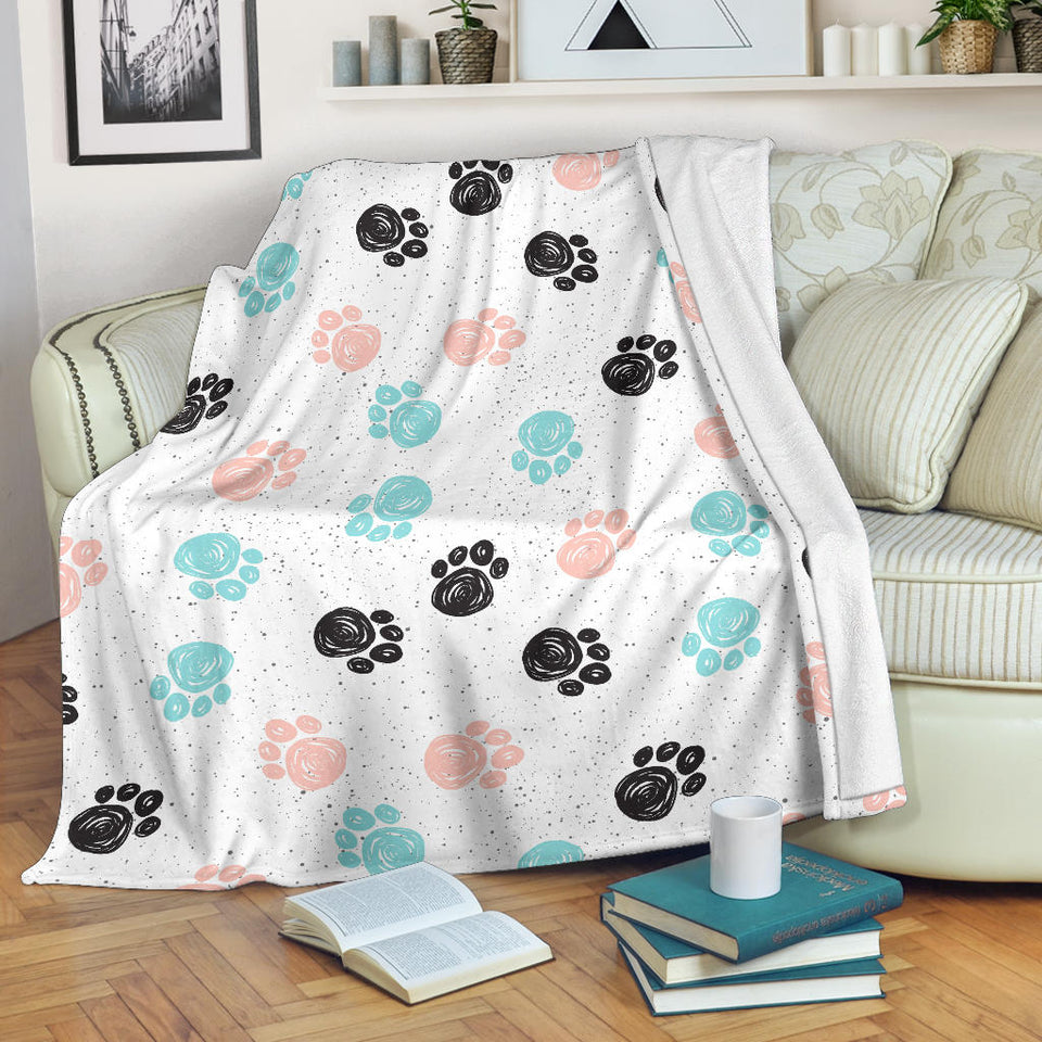 Dog Paws Pattern Print Design 04 Premium Blanket