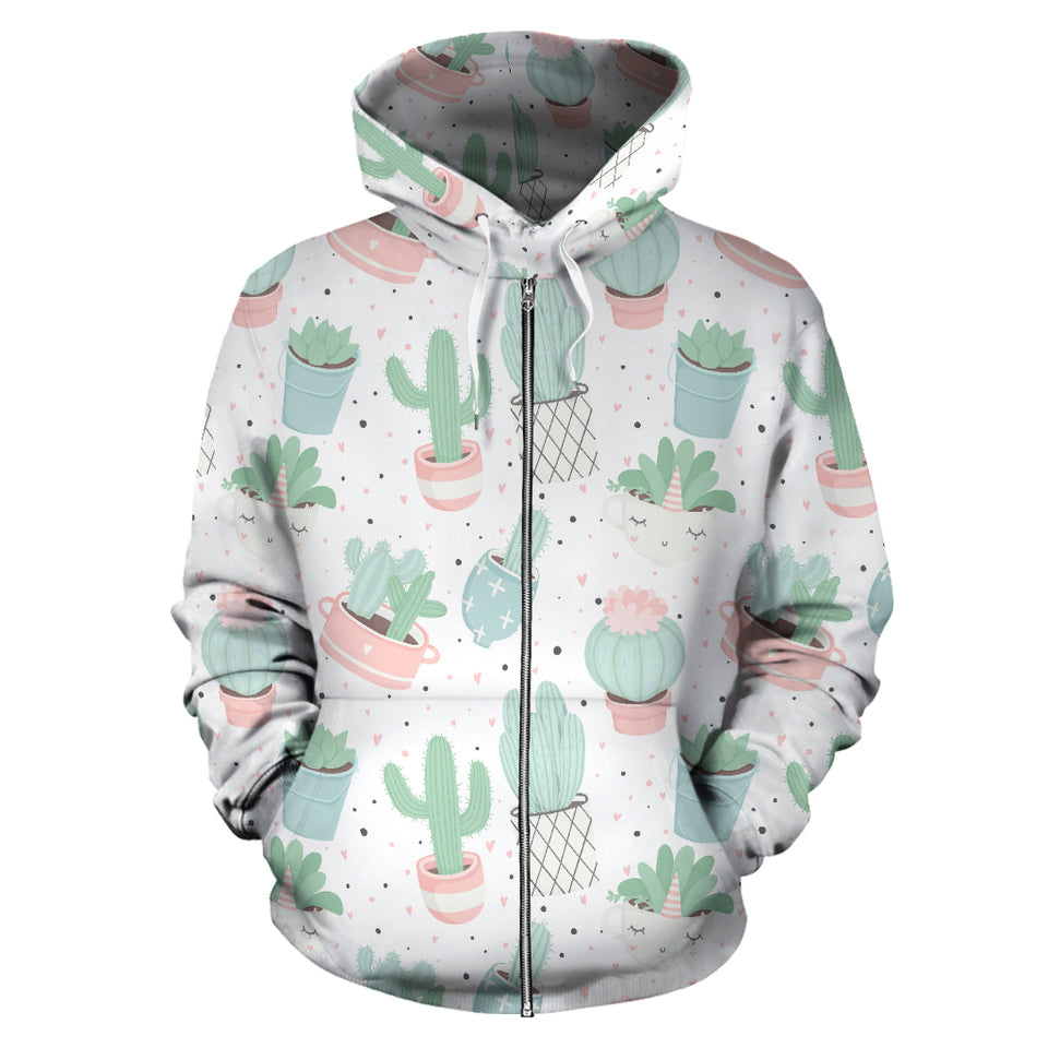 Pastel Colorcactus Pattern Copy Zip Up Hoodie