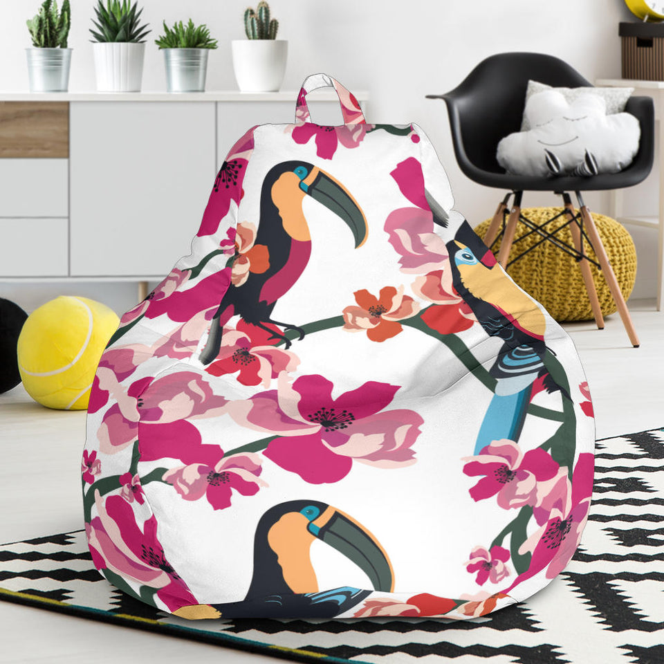 Toucan Flower Design Pattern Bean Bag Cover