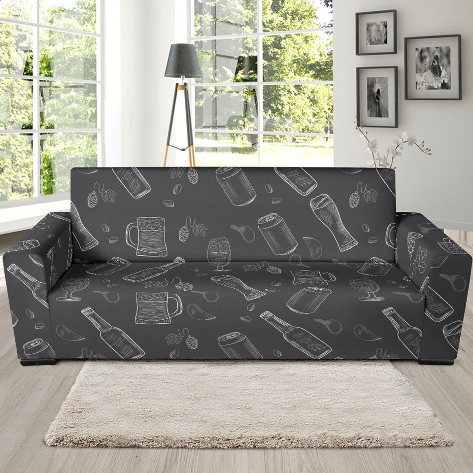 Beer Hand Drawn Pattern Sofa Slipcover