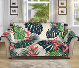 heliconia flowers, palm and monstera leaves Sofa Cover Protector