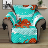 Octopuses sea wave background Recliner Cover Protector