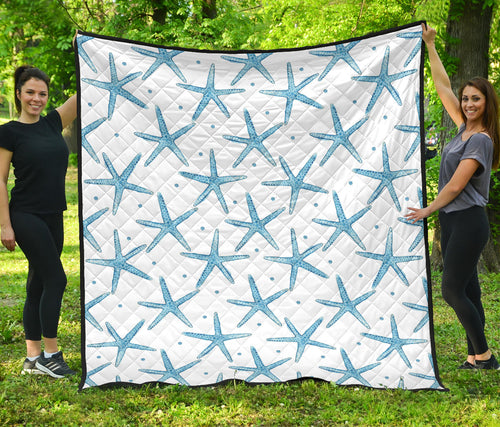 Watercolor Starfish Pattern Premium Quilt