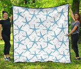 Watercolor Starfish Pattern Premium Quilt