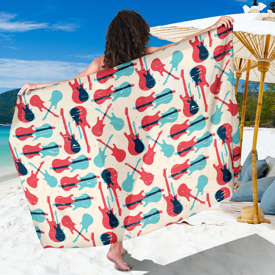 Red Blue Guitar Pattern Sarong