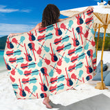Red Blue Guitar Pattern Sarong