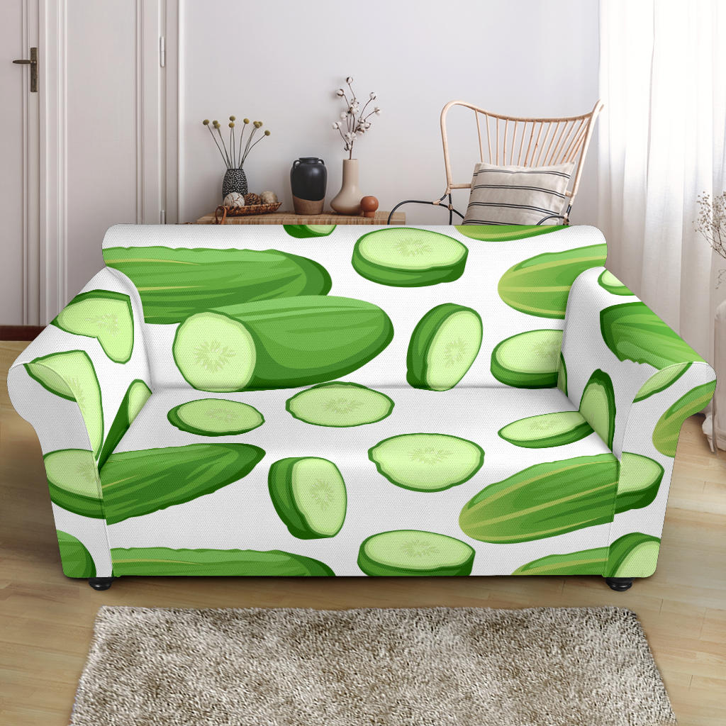 Cucumber Whole Slices Pattern Loveseat Couch Slipcover