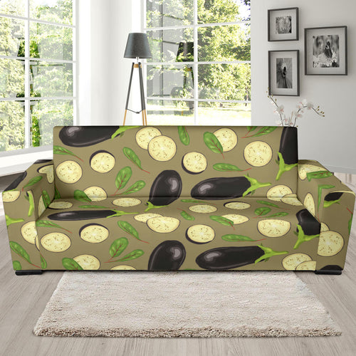 Eggplant Pattern Print Design 02 Sofa Slipcover