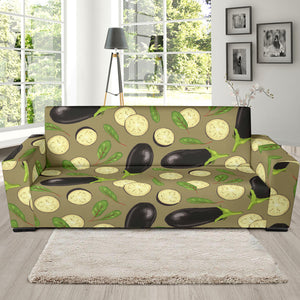 Eggplant Pattern Print Design 02 Sofa Slipcover