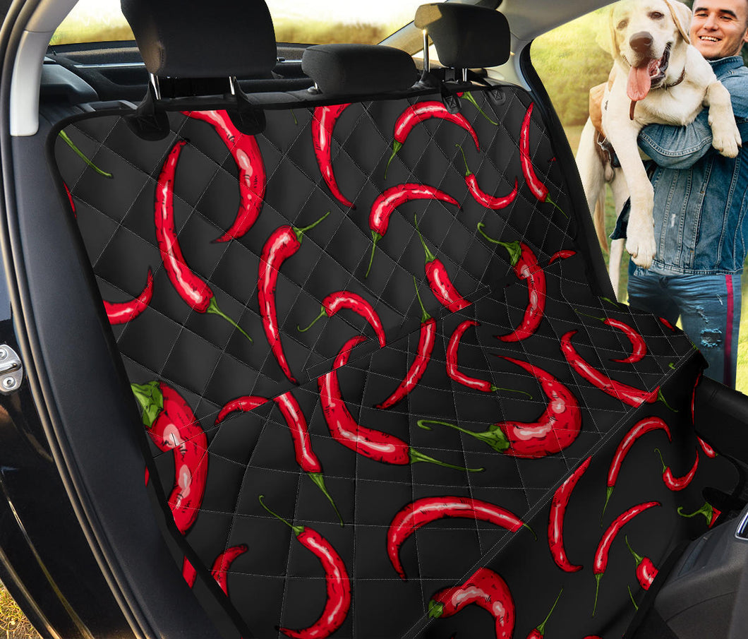 Chili Peppers Pattern Black Background Dog Car Seat Covers