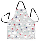 Airplane Cloud Grey Background Adjustable Apron