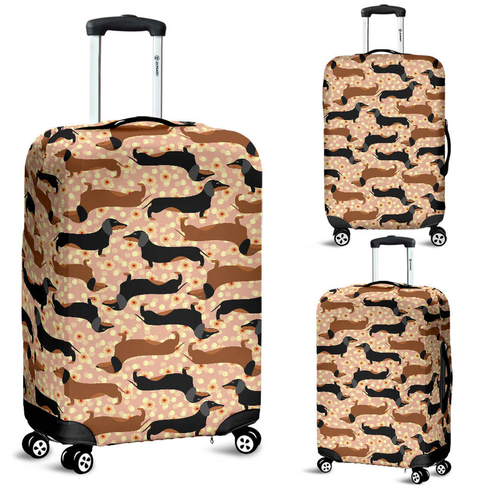 Dachshund Floral Background Luggage Covers